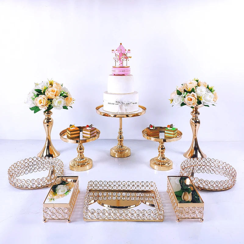 

6-10 PC European Style Crystal Cake Stand Metal Wedding Cupcake Plate Rack Holiday Party DisplayTray