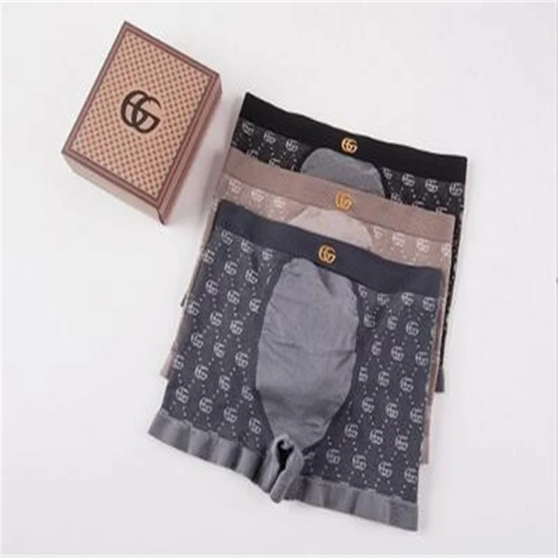 

3Pcs Exquisite Packaging Box GG Men's Underpants Sexy Underwear Gift for Boyfriend Comfortable Fabric Boxer