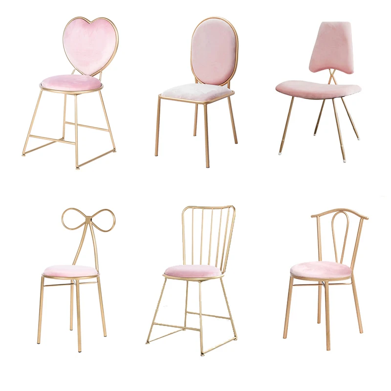 

Nordic Ins Makeup Chair Modern Dining Chair Dressing Table Stool Armchair Recliner Living Room Furniture Sillones Pink Cheap