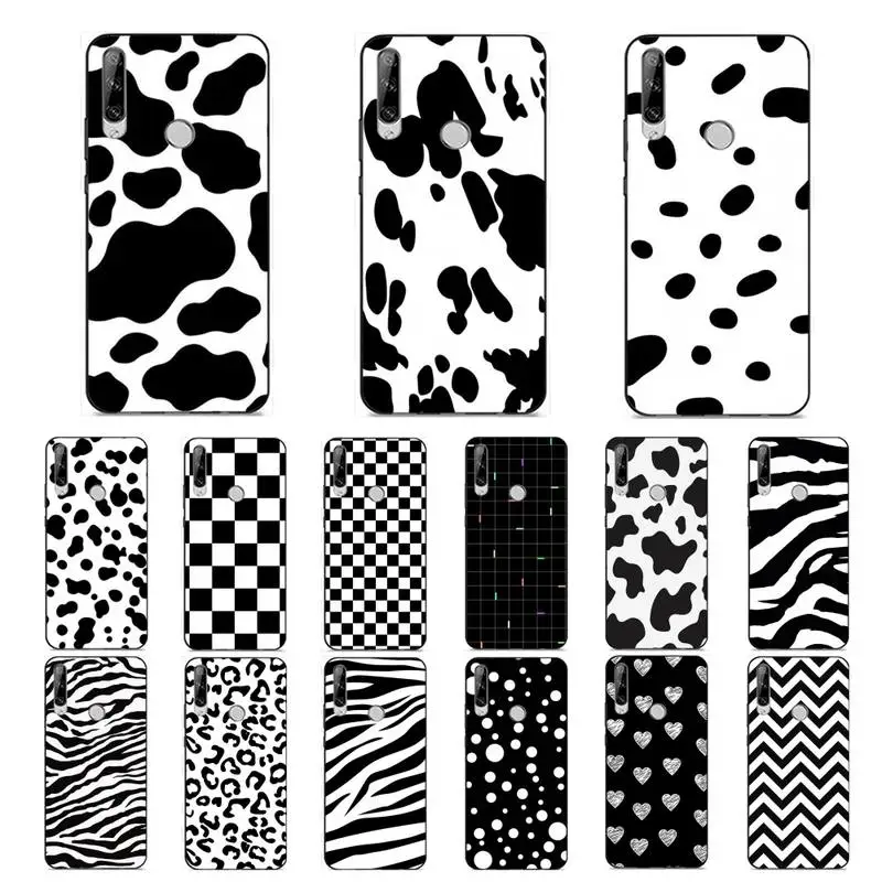 

FHNBLJ Black and white Dalmatian Cow zebra texture Phone Case for Huawei Y 6 9 7 5 8s prime 2019 2018 enjoy 7 plus
