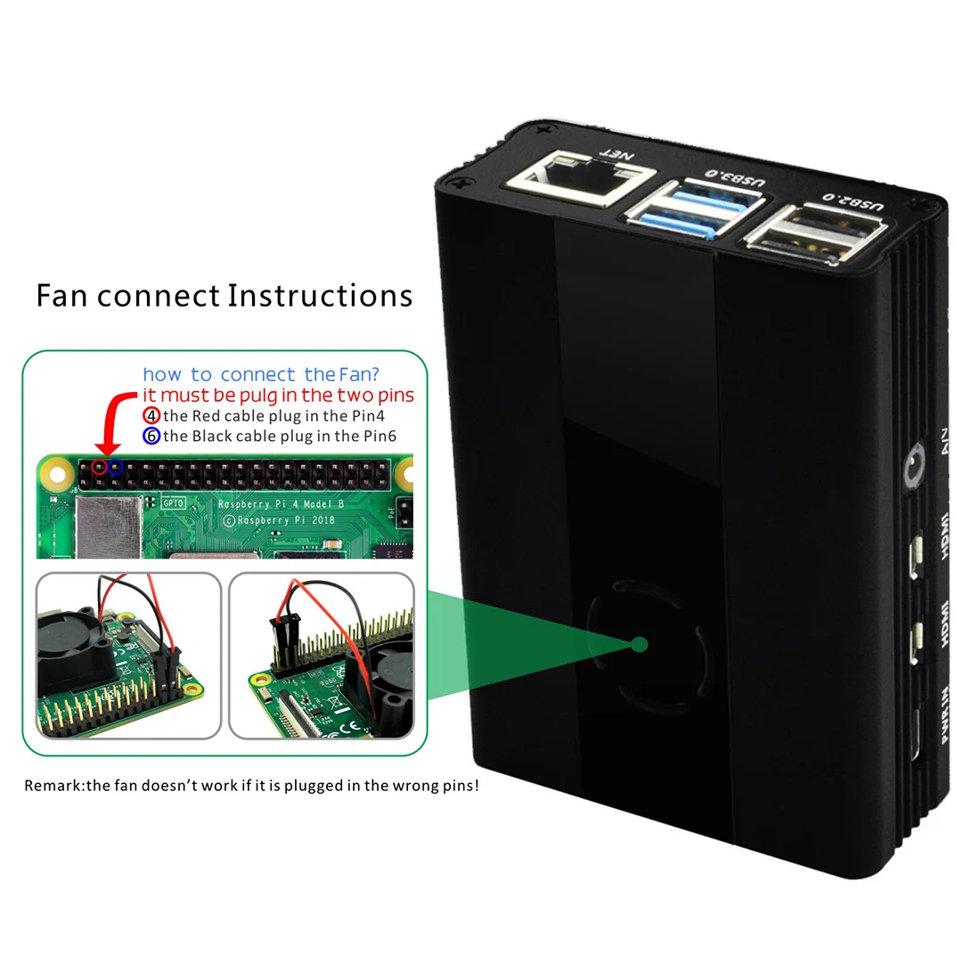 Алюминиевый Чехол Raspberry Pi с вентилятором для Raspberry Pi 4 Модель B