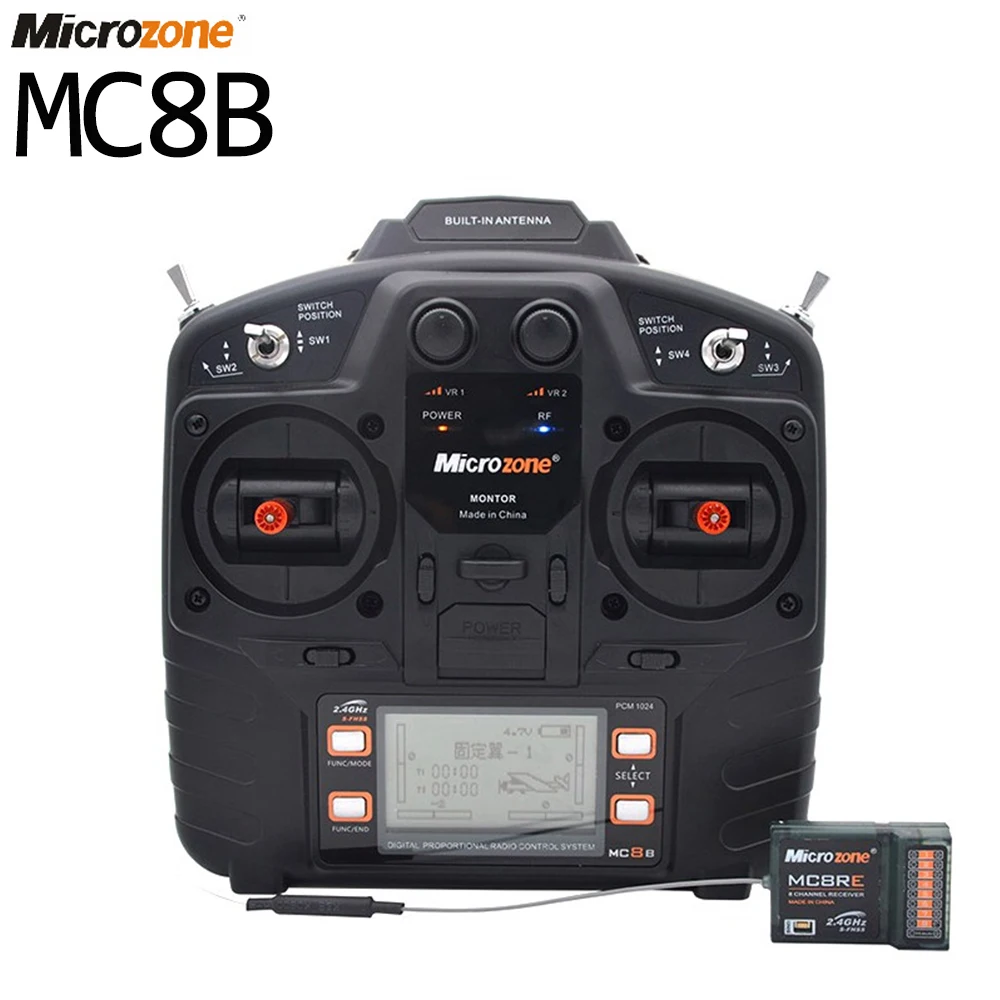 

Microzone MC8B 2.4G 8CH Remote Control Transmitter & MC8RE 8CH Receiver radio system for RC aircraft fixed-wing helicopter drone