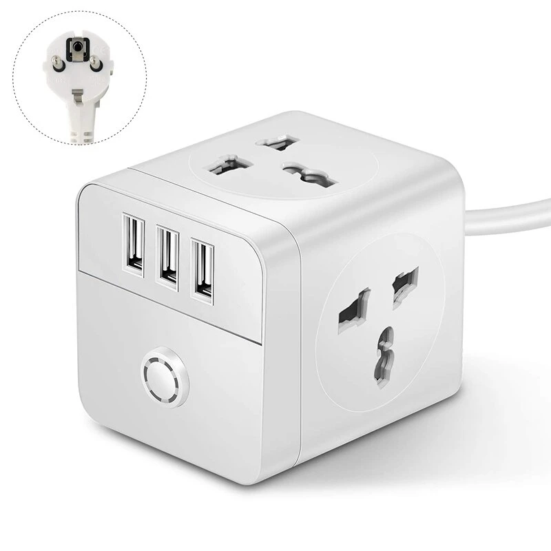 EU plug white 2m 3318 Европа Путешествия мощность для Cube удлинитель 4 розетки 3 USB зарядки порты Защита от перенапряжения с 2 м код расширения - Цвет: EU plug white 2m