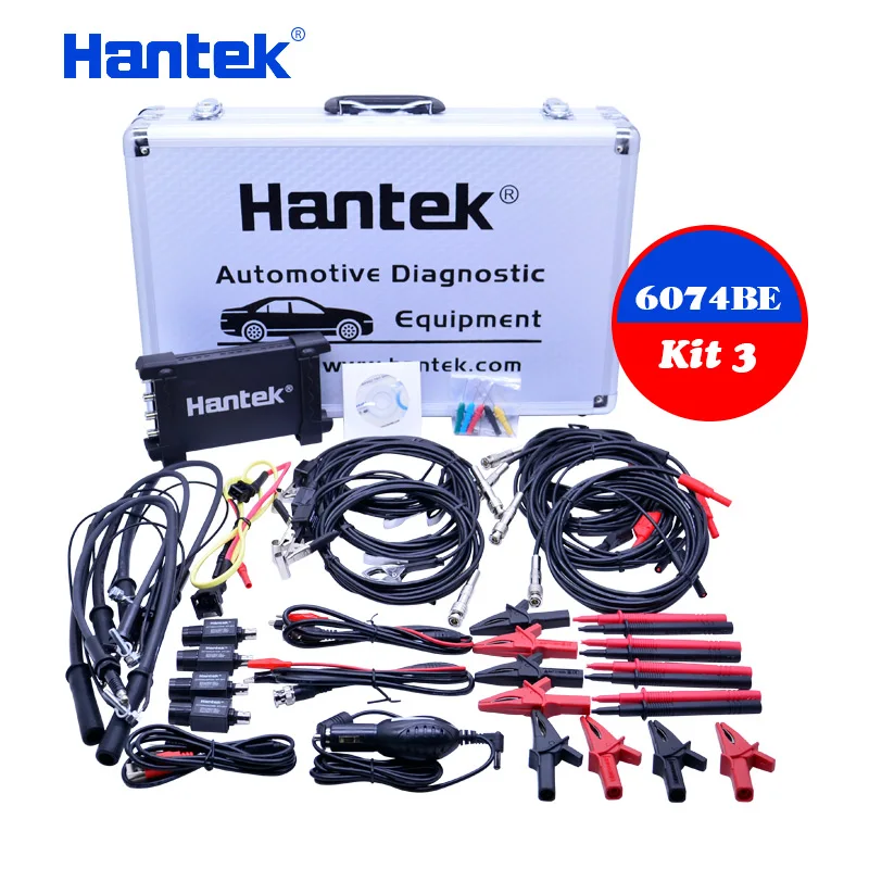 6074BE Kit III Hantek автомобильный Осциллограф портативный осциллограф ПК 6074BE USB 2,0 интерфейс 4CH 70 МГц Стандартный оснащен более 80 типов - Цвет: 6074BE Kit III