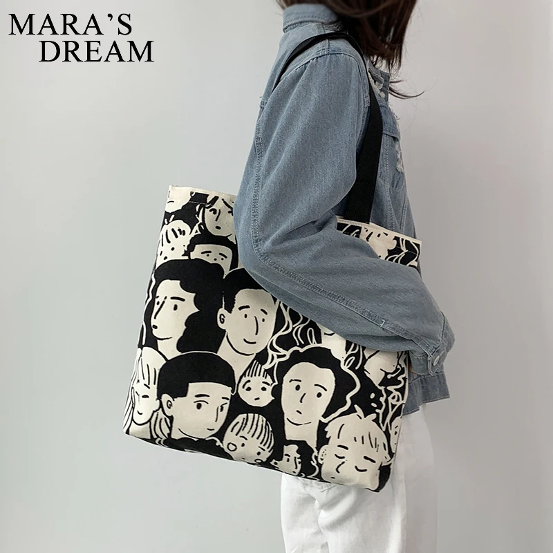 Сумка-тоут Mara's Dream женская с мультяшным рисунком большой холщовый саквояж на