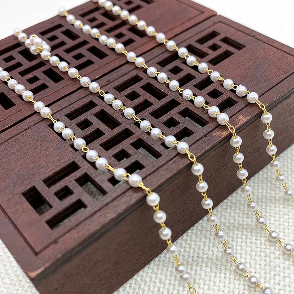 

Handmade Chain Jewelry Imitation Pearl Round Jewelry Brass Chain DIY Charm Jewelry Making Necklace Bracelet Anklet Accessories