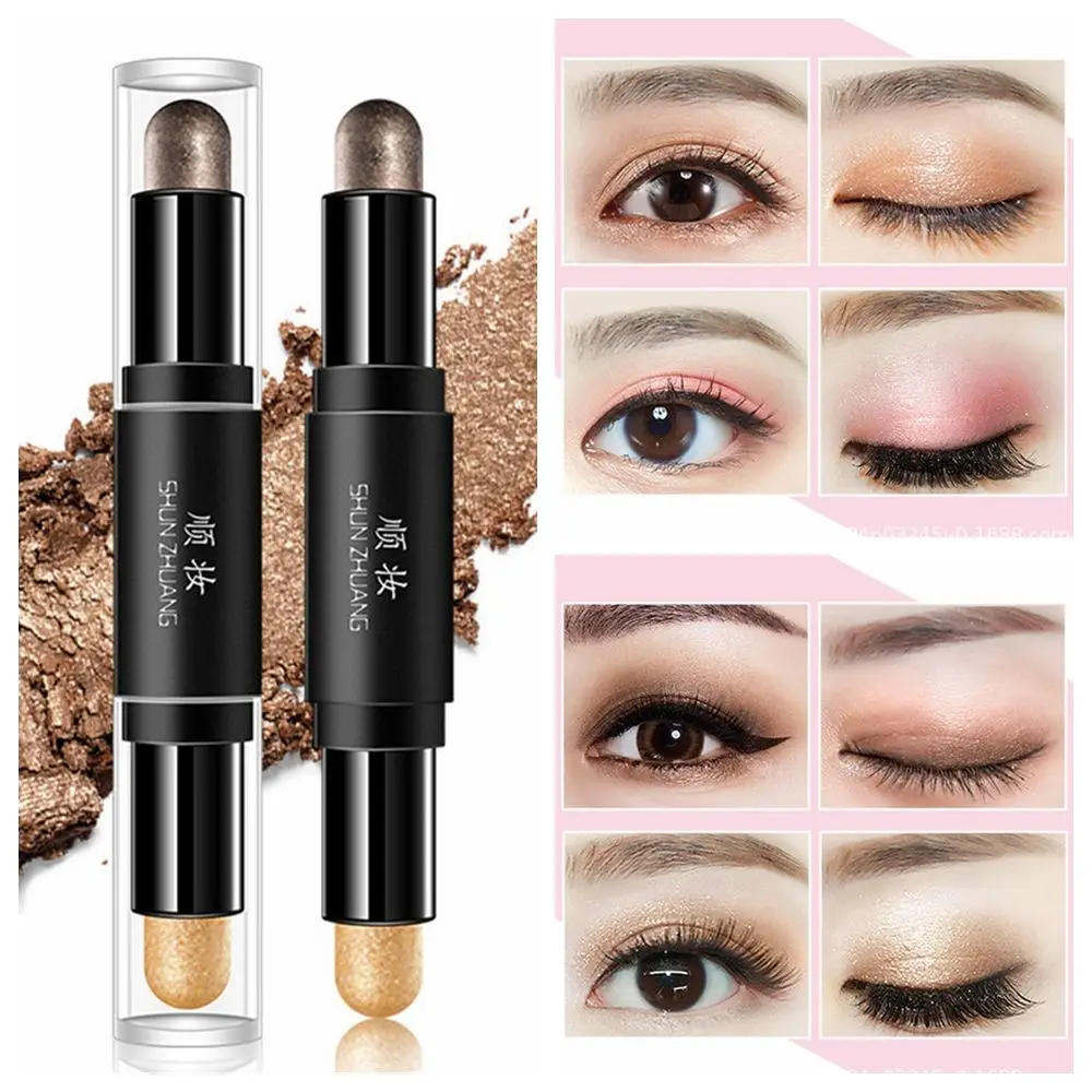 

Cosmetic High Pigmented Shimmer Long Lasting Eyeshadow Stick Two-Color Double head Glitter