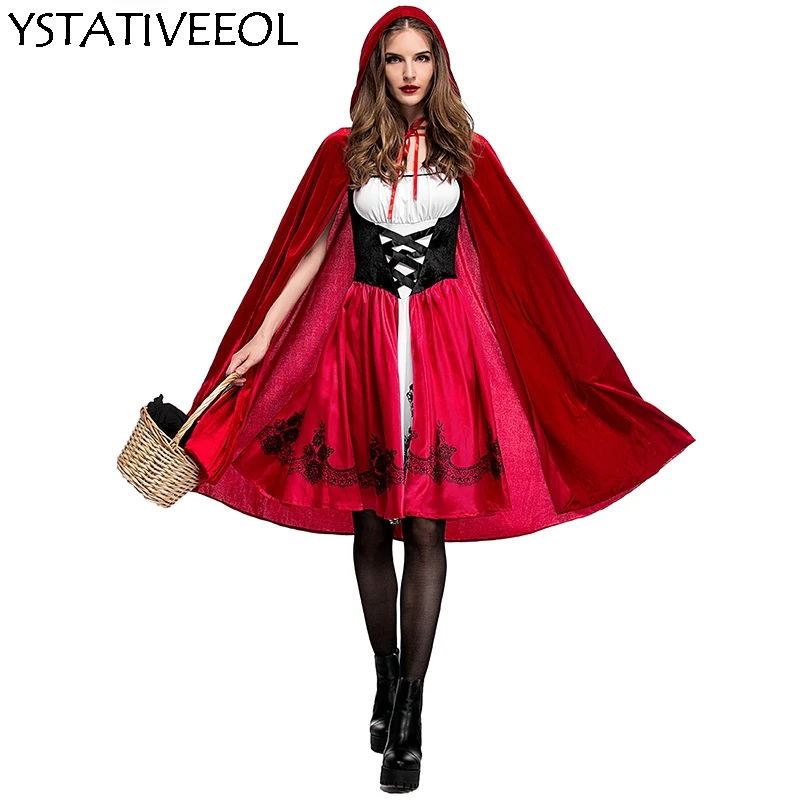 Красный костюм с капюшоном для верховой езды взрослых женщин костюмированной