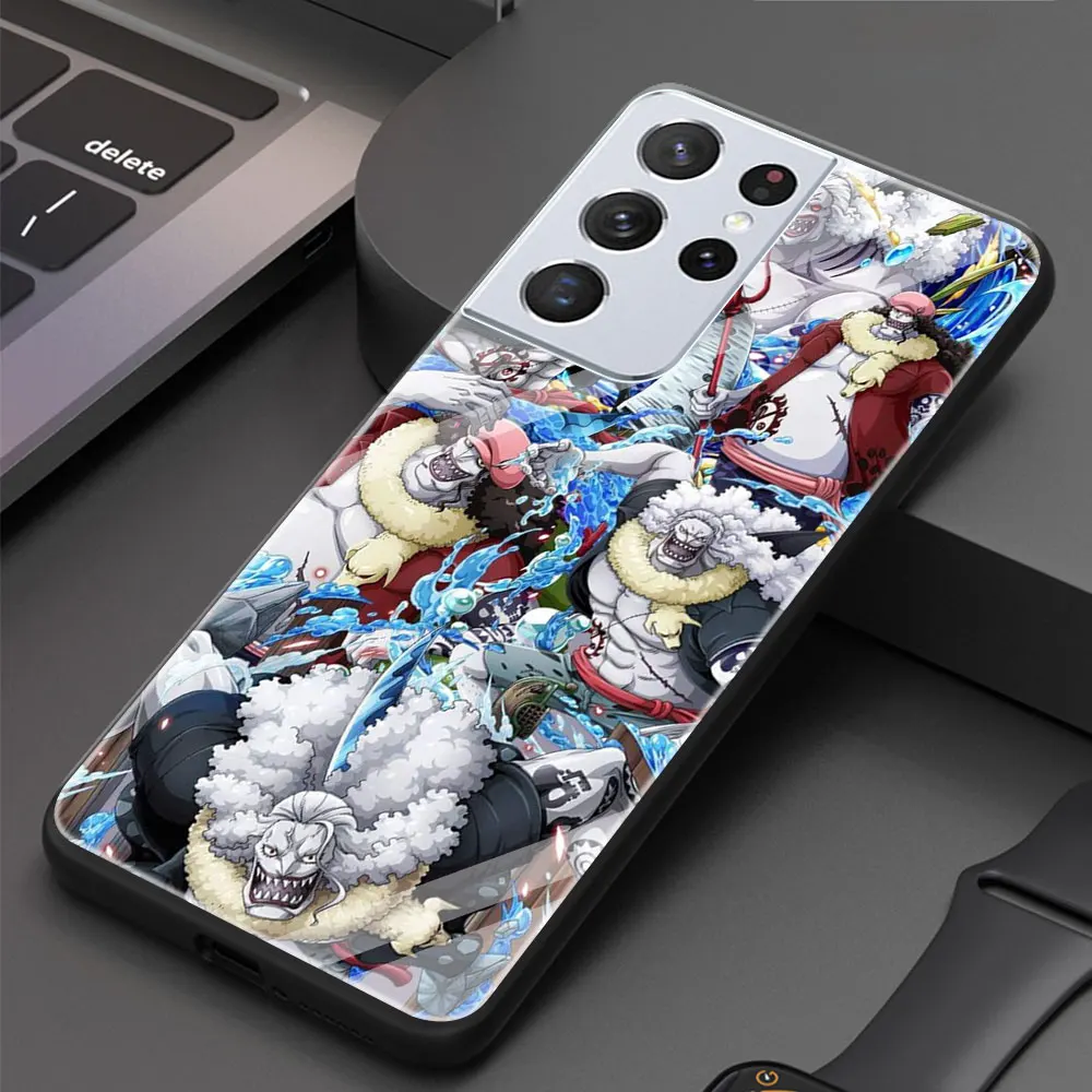 

Anime One Piece Glass Cover for Samsung Galaxy S20 FE S21 S20 Ultra S10 Lite S10E S9 S8 Plus Luxury Soft Edge Case Shell