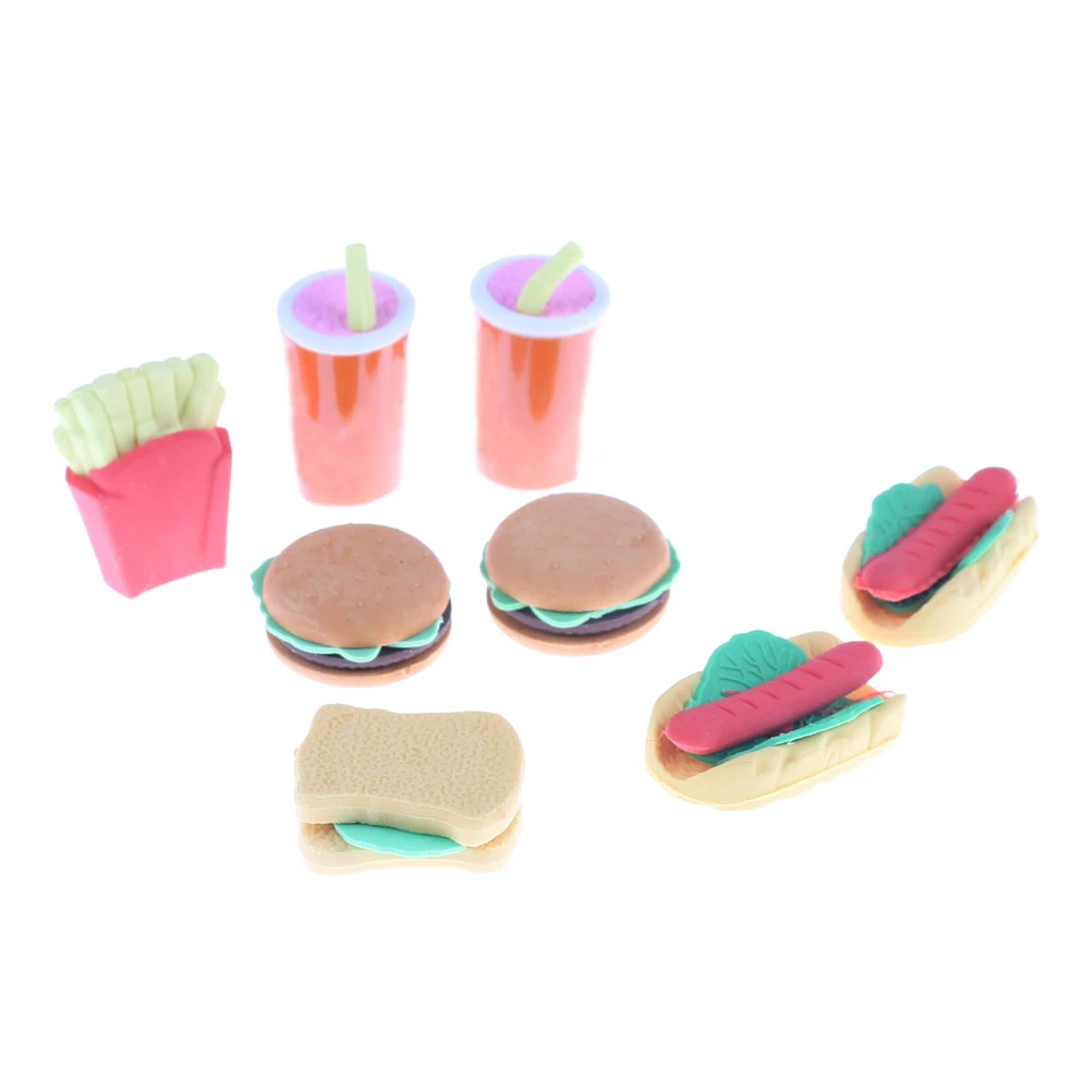 

8pcs/set Kitchen toys Cute Fruit Novelty Child Gift Kawabata Cake Burger Food Drink Coke Set Toy