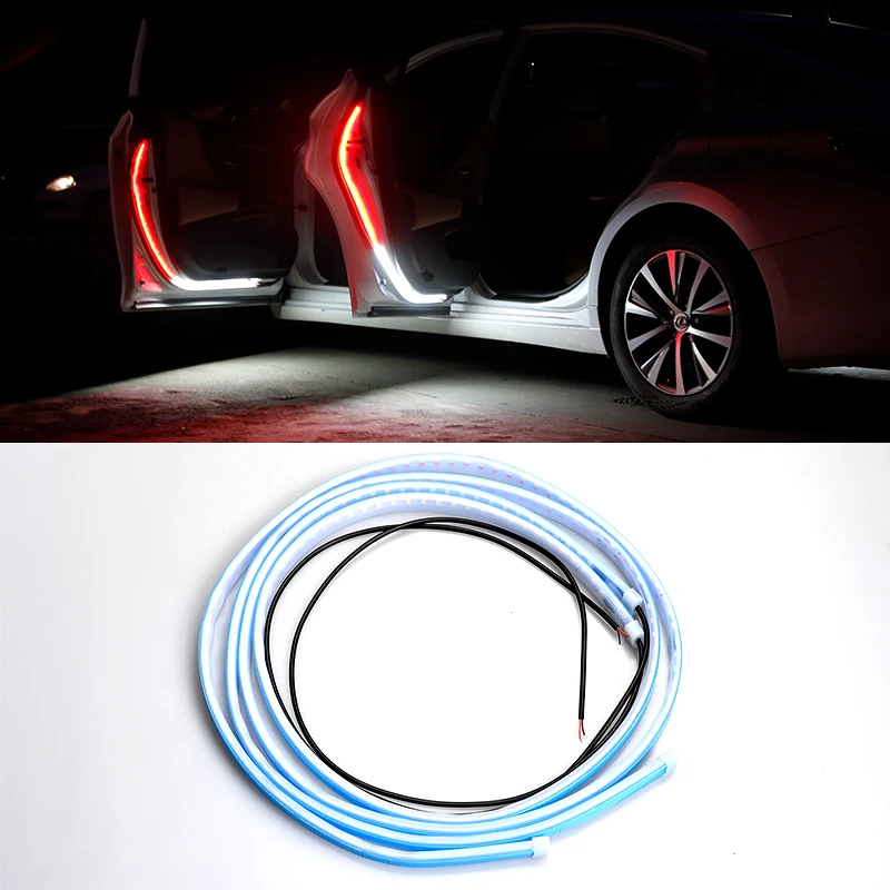 

New 12V Universal Car Door Opening Warning LED Lights Strips Welcome Decor Lamp Strip Anti Rear End Collision Safety Light 120Cm