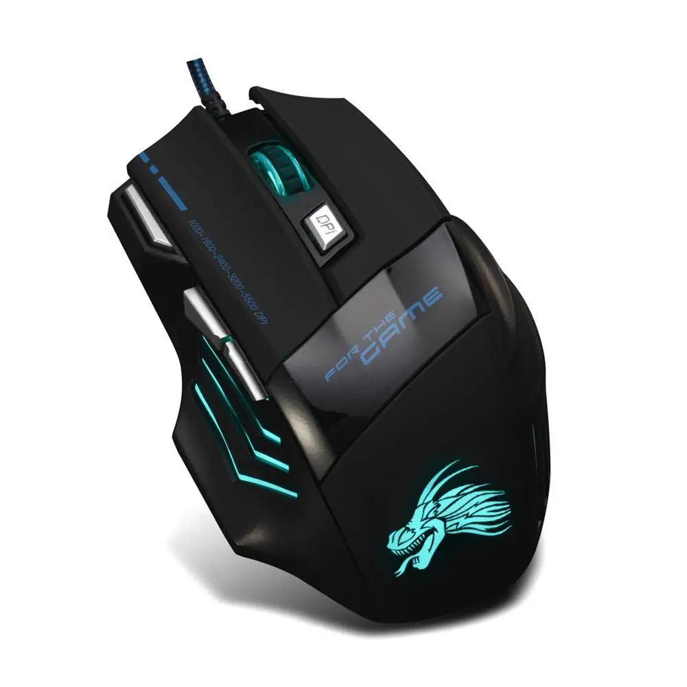 vodool usb wired gaming mouse 7 buttons 5500 dpi adjustable led backlit optical computer mouse gamer mice for pc laptop notebook free global shipping