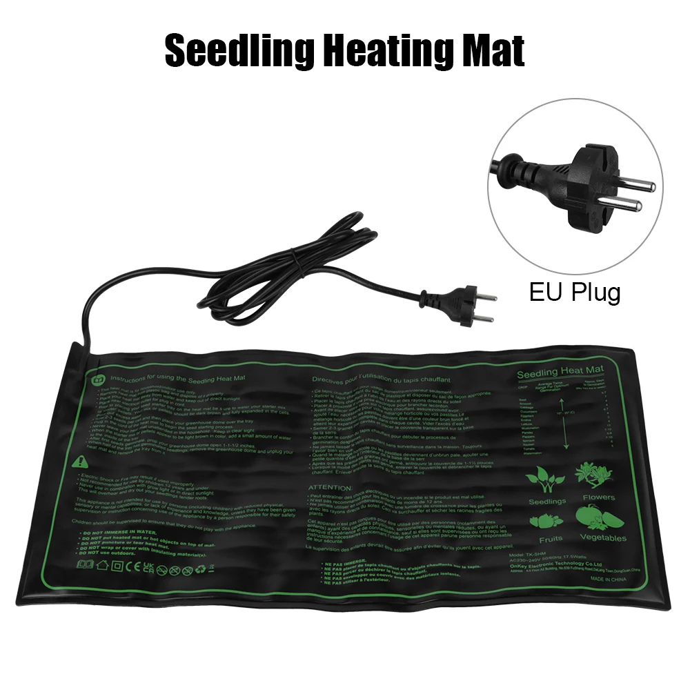 

220V EU Plug Waterproof 50x25cm Seedling Heating Mat Greenhouse Plant Seed Germination Propagation Clone Starter Pad