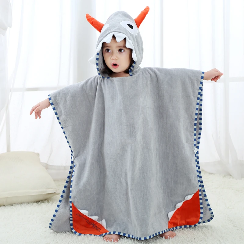 

Infant Baby Towels Hooded Bathrobe Coral Fleece Soft Cartoon Ox Horn Baby Bath Towel Blanket Kids Beach Bathrobe