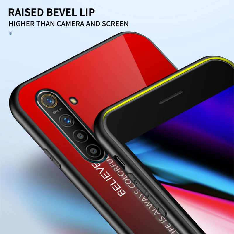Realme XT чехол 6 4 дюймов роскошный мрамор закаленное стекло Мягкий ТПУ