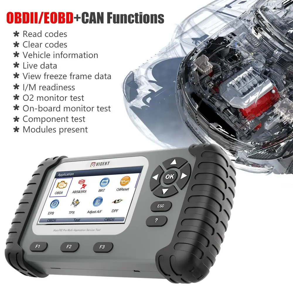 Автомобильный диагностический инструмент VIDENT iAuto702 Pro iAuto 702Pro с ABS/SRS/EPB/DPF до 19
