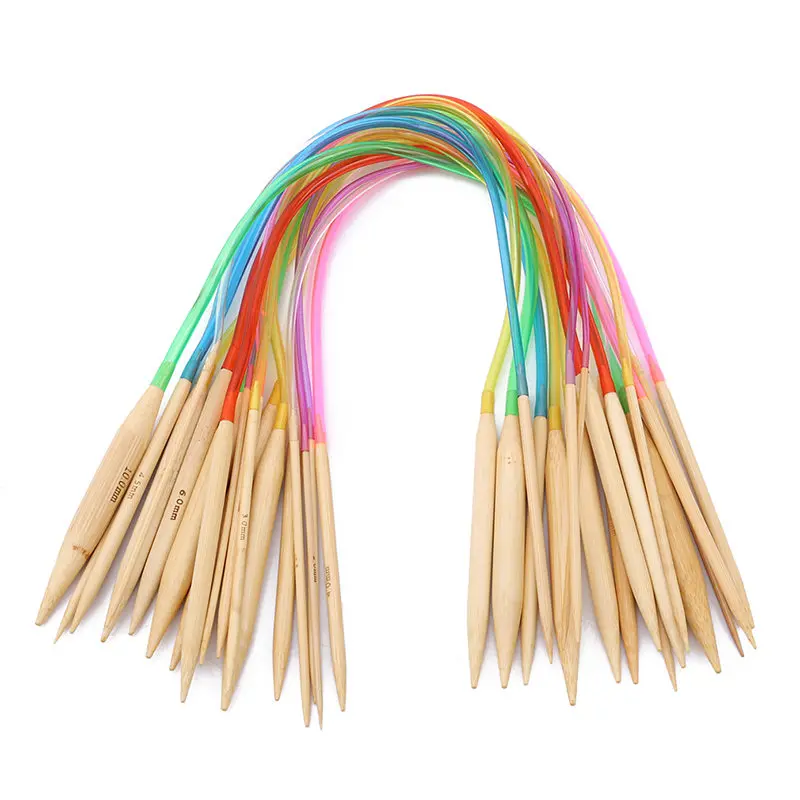 18Pcs/Set Circular Knitting Needles Set DIY Double Cusp Crochet Hooks 100% Bamboo Sewing 40-120cm | Дом и сад