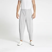 2021 summer new mens pants miyake fold large size loose and comfortable business casual harem pants cropped trousers
