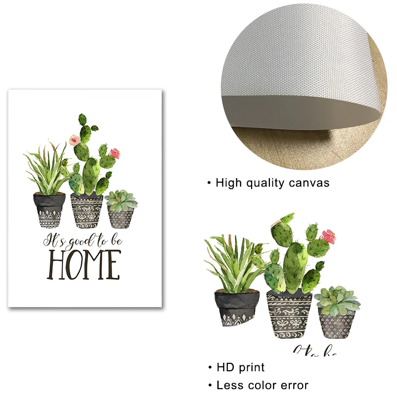 Акварель завод Холст Картина стене плакат Принт Multicapacity Зеленый Кактус картины