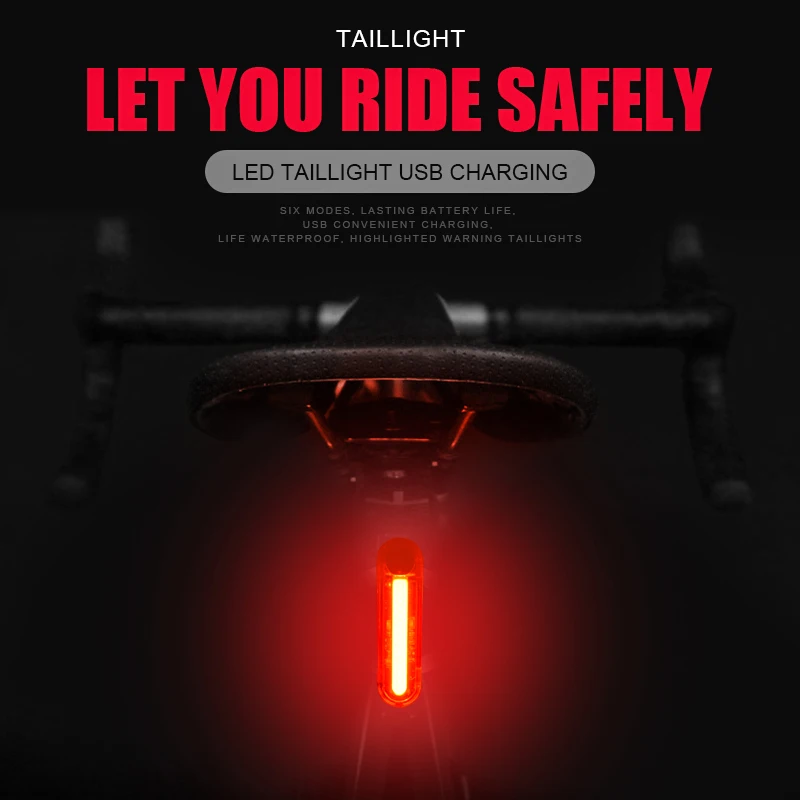 

Bicycle Light USB Rechargeable Bike Taillight COB Led Rear Tail Lights Bike Lamp for Cycling Helmet 6 Lighting Modes