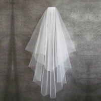 cheap short wedding veils with comb two layers white mariage bridal veil accessories 2021