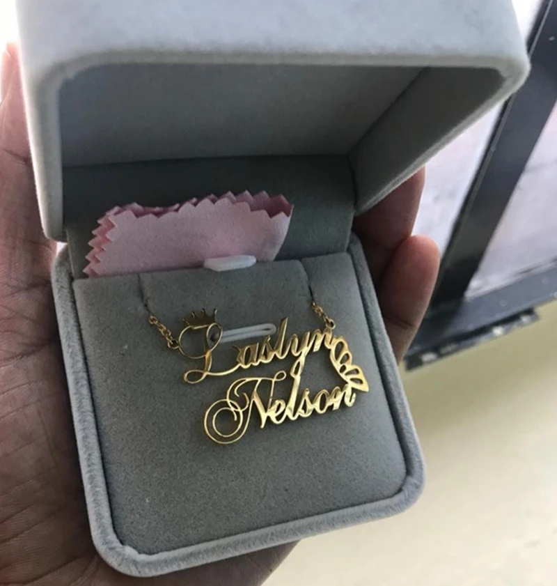 Ожерелье с именем короны из нержавеющей стали золотого цвета подвеской-бабочкой