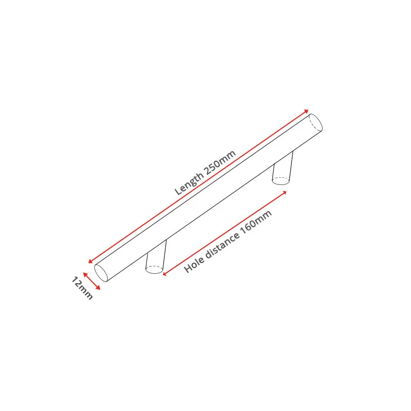 10 inch 160mm "~ 24" ручки из нержавеющей стали диаметр 12 мм дверца кухонного шкафа Т-образная прямая ручка ручки для мебели - Цвет: 10 inch 160mm