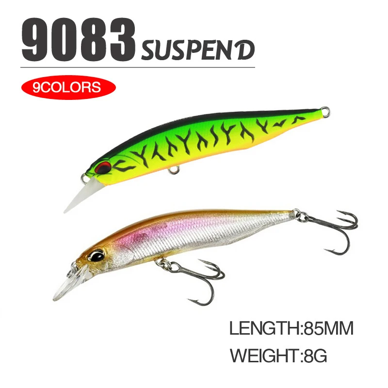 

Minnow Sinking Fishing lure 85mm 8g assorted colors Artificial Hard Bait Bass Wobblers Lures Crankbait Pike Treble Hooks tackle