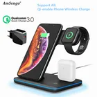 Беспроводное зарядное устройство 3 в 1 Qi 15 Вт док-станция для быстрой зарядки для Apple iWatch 7654 AirPods Pro iPhone 131211XS зарядное устройство