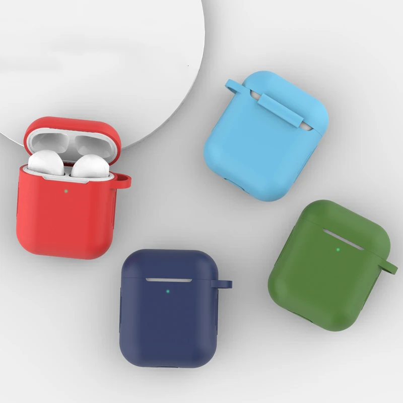 Мягкий силиконовый чехол для Apple Airpods 2 1 защитный беспроводных наушников цветные