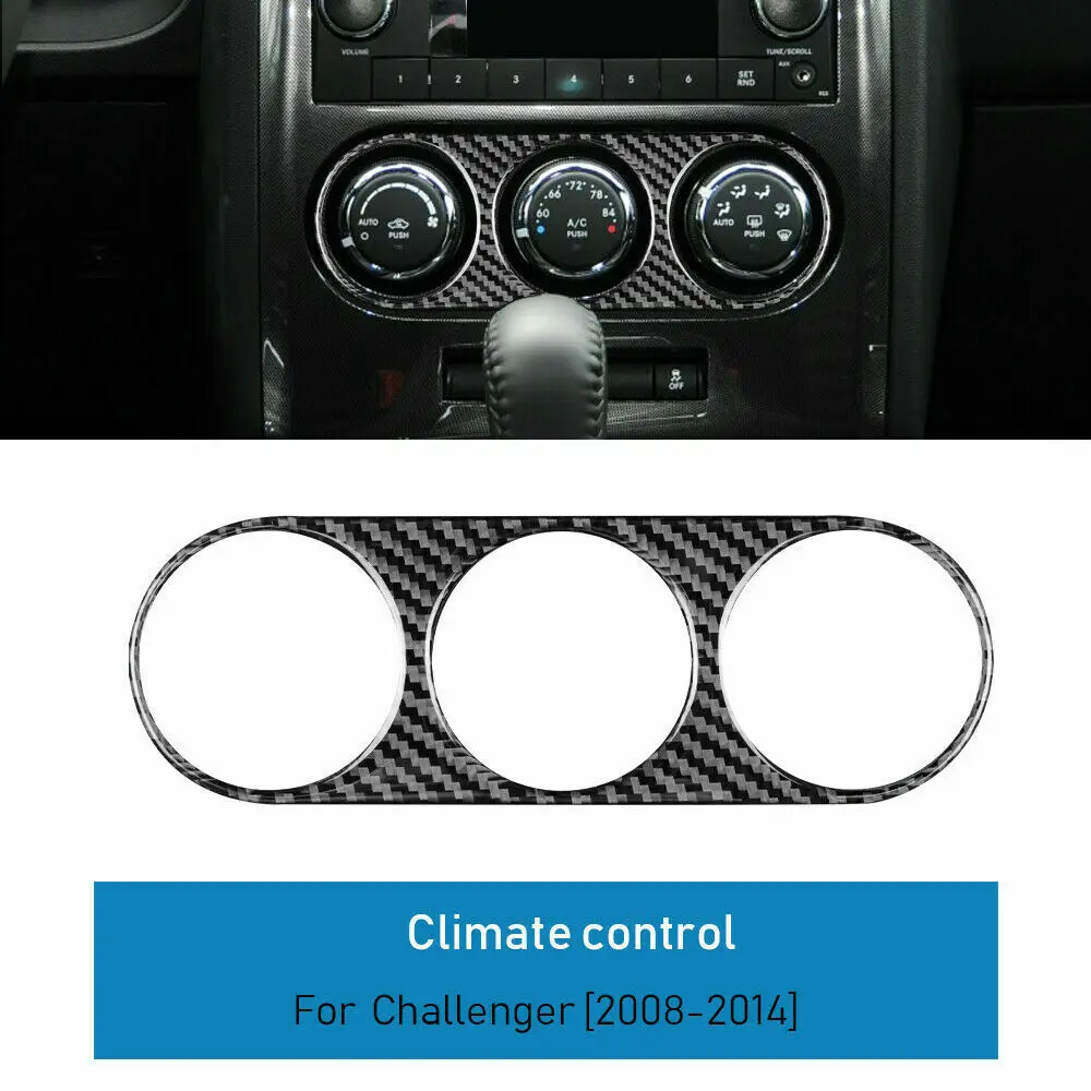 

Car Styling Interior Modified Accessories Climate Control Cover Sticker Carbon Fiber Trim For Dogde Challenger 2008-2014