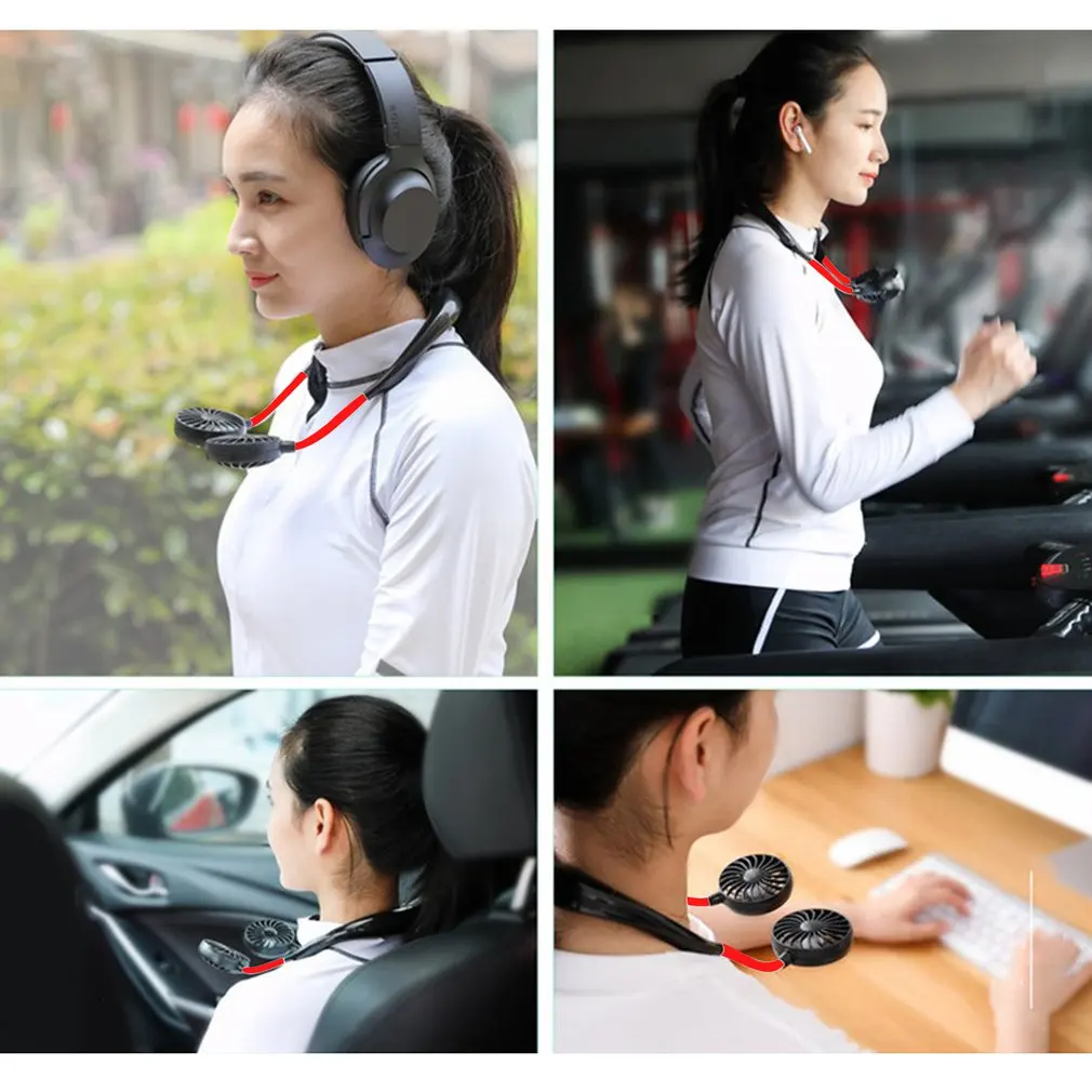 

Sports fan usb charging portable foldable hanging neck fan Mini Portable Sports Fan 3 speeds fan folding fan