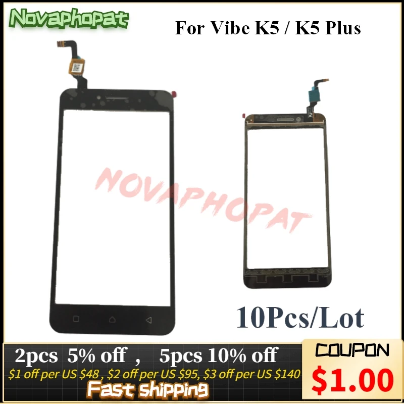 Купи 10 шт. Novaphopat для Lenovo Vibe K5 Plus A6020A46 A6020l36 A6020l37 Передняя сенсорная панель стекло Датчик объектива дигитайзер за 1,532 рублей в магазине AliExpress