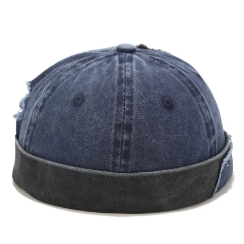 Vintage Hip Hop Men Hat Washed Cotton Retro Skull Cap Brimless Melon Distress Landlord Breathable Beanie Hole Skullcap | Аксессуары для