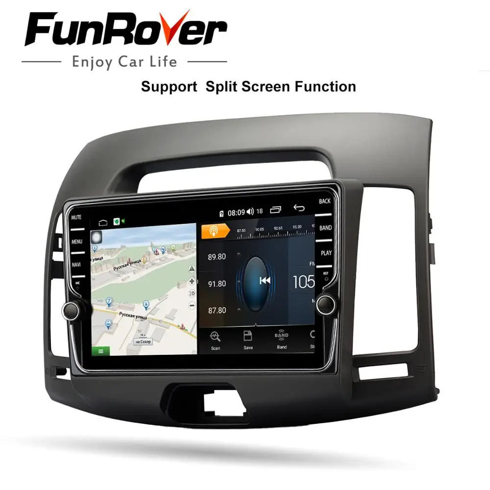 Funrover 4G RAM android9.0 автомобильный dvd плеер для Hyundai Elantra Avante 2007 2011 8 ядер 2 din