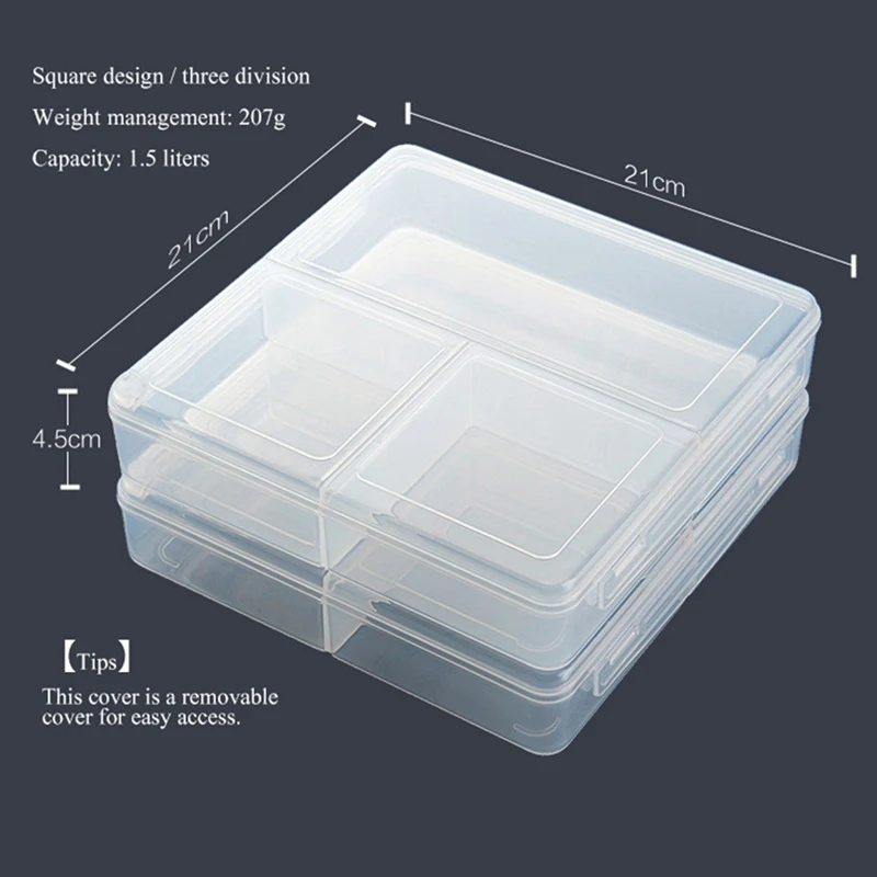 

1pcs Fresh-keeping Box Plastic Three-point Lattice Anti-skewered Lunch Box Kitchen Supplies Pp Harmless Fresh-keeping Refrigerat