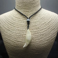 man brave wolf tooth necklace pendant choker ethnic style big size tooth wild accessories fashion jewelry
