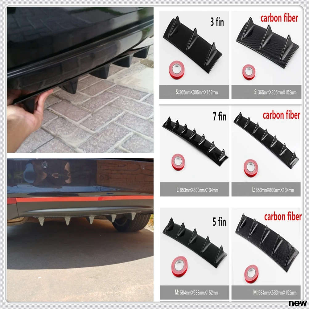 Автомобильный диффузор губа на задний бампер плавник глянец Черный распылитель