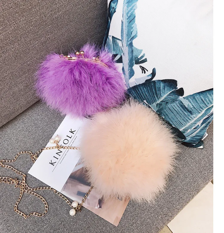 Luxury Designer Fur Purse Women Ostrich Feathers Evening Party Bag Famous Brand Handbag Fall Winter Party Day Cluthes Drop Ship