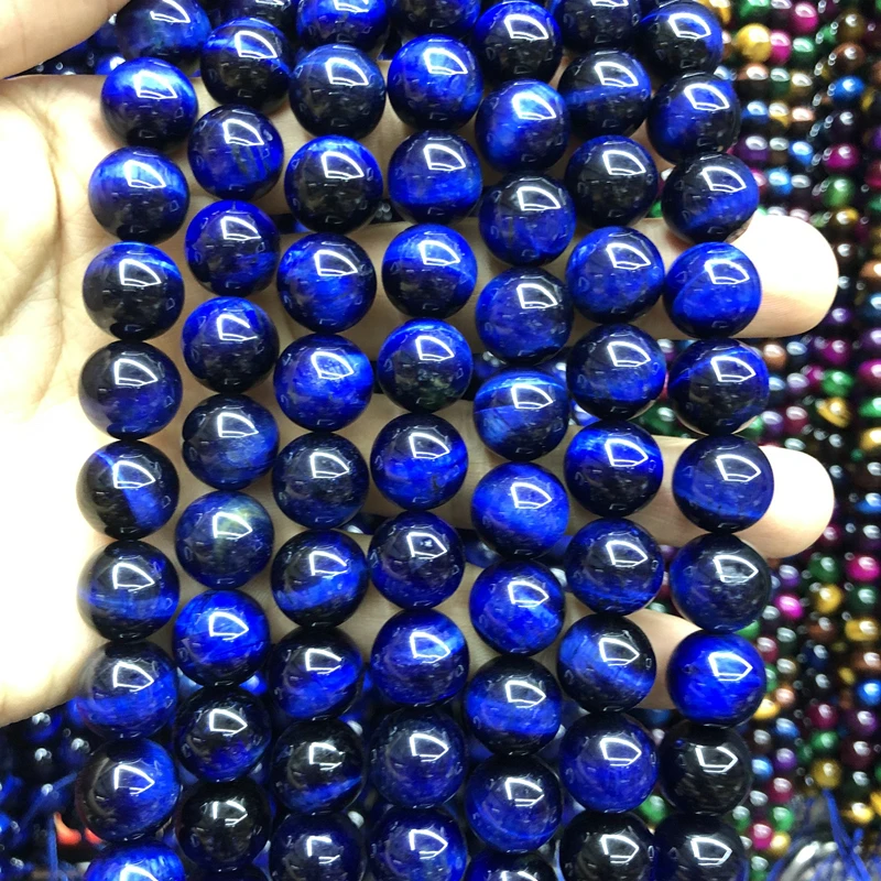 

Wholesale A Quality Dyed Dark Blue Tiger Eye Beads 6mm 8mm 10mm 12mm Round Gem stone Jewelry Beads,1 of 15" full strand