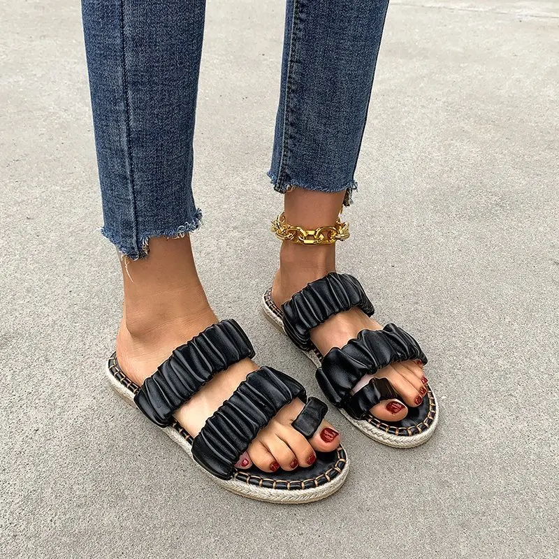 

2021 Summer New Fashion Simple Candy-Colored Women's Slippers Casual and Comfortable Flat-Bottomed Large Size Shoes