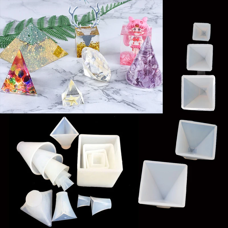 

PopularJewelry Tools Silicone Resin Craft DIY Pyramid /Cone/Triangle/Square Making Geometric Jewelry Pendant Tools Mold