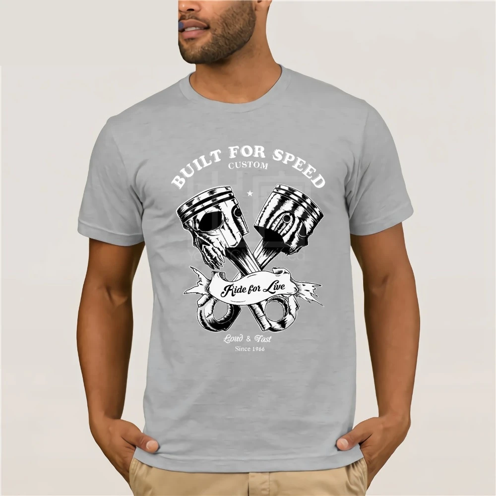 2019 New Brand clothing T shirt Novelty Hot Rod Tattoo Biker built for speed custom Totenkopf Rockabilly Skull Rocker Tee shirts | Мужская