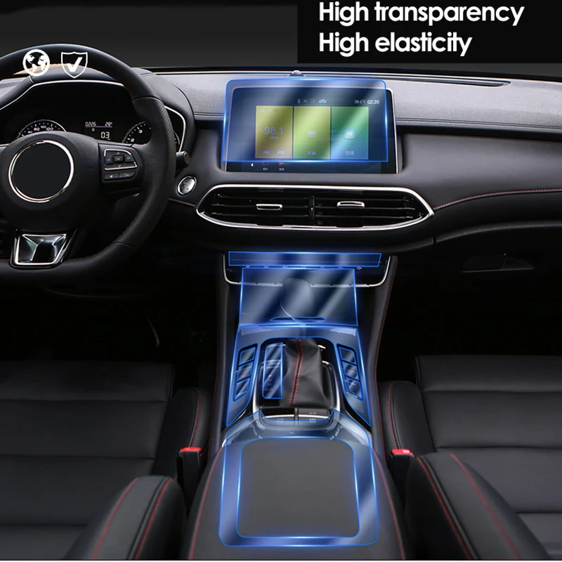 

For MG HS 2020 2019 Acecssories TPU Transparent Film Car Dashboard Film Screen Armrest Protection Sticker Anti-scratch 13 Pcs