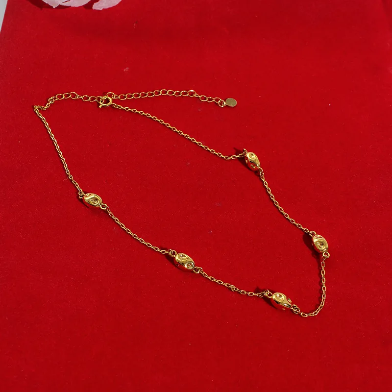 

New Fashion Simple 18K Gold Plated Clavicle Gold Necklace Female Korean Temperament Transfer Bead Necklace Wedding Necklace 2021