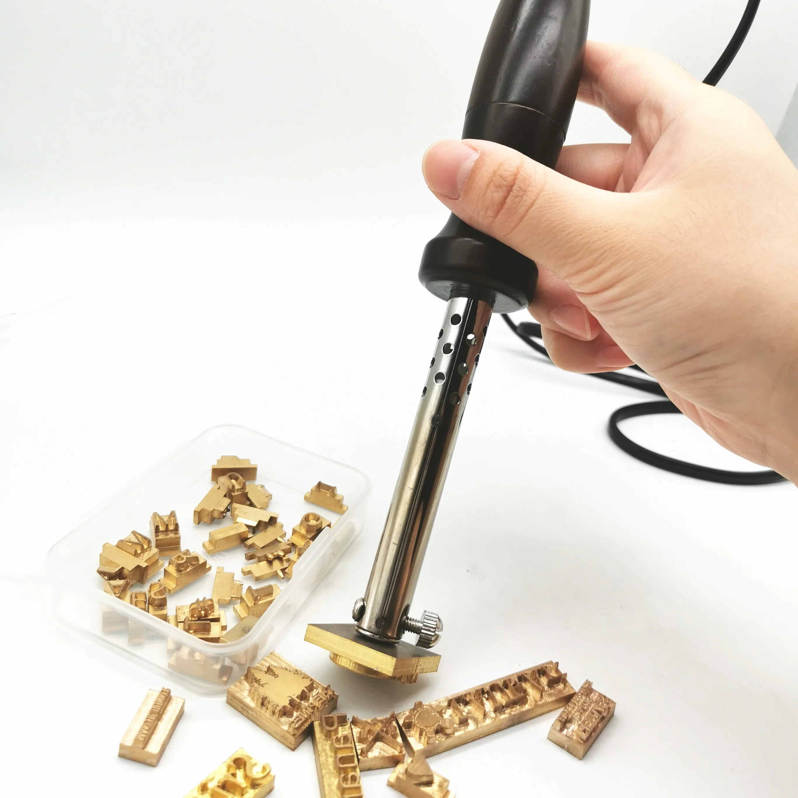 Lether stamping heater Thermosta electric iron soldering branding tool hot foil for custom logo stamp emboss 60w 220v/110v | Дом и сад
