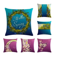 spring design pattern pillow case linen pillowcase purple background decorative pillows for sofa cushion cover home decor