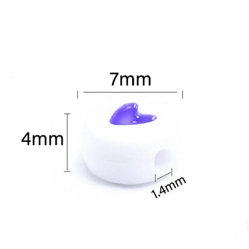 Небольшой заказ 100 шт. 4*7 мм плоские круглые акриловые бусины в форме сердца