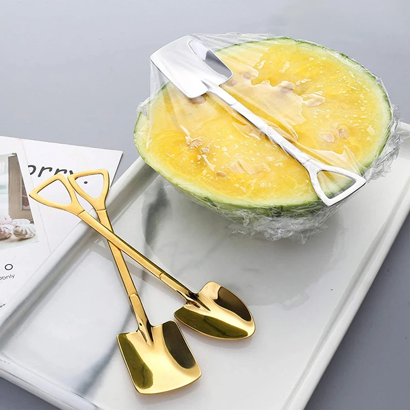 

410 Fruit Shovel Stainless Steel Coffee Spoon Creative Ice Cream Spoons Watermelon Scoop Retro Tea-spoon Tableware Kitchen Tool