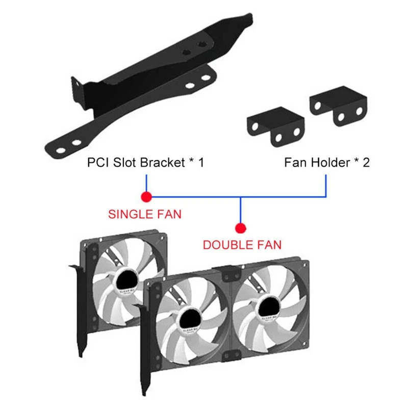 

For Video Card DIY Support PCI Slot Bracket Easy Install Dual Fan Mount Rack